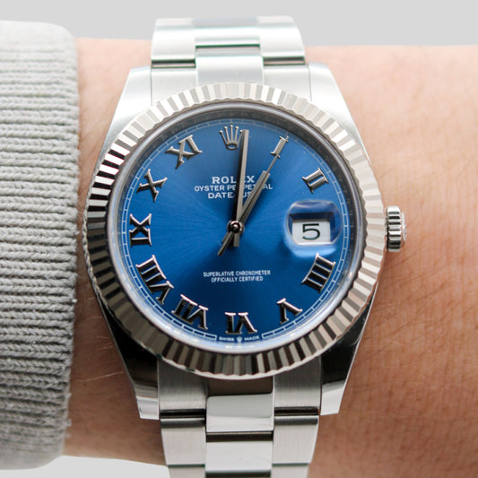 Rolex DateJust 41 - blaues Zifferblatt mit römischen Ziffern